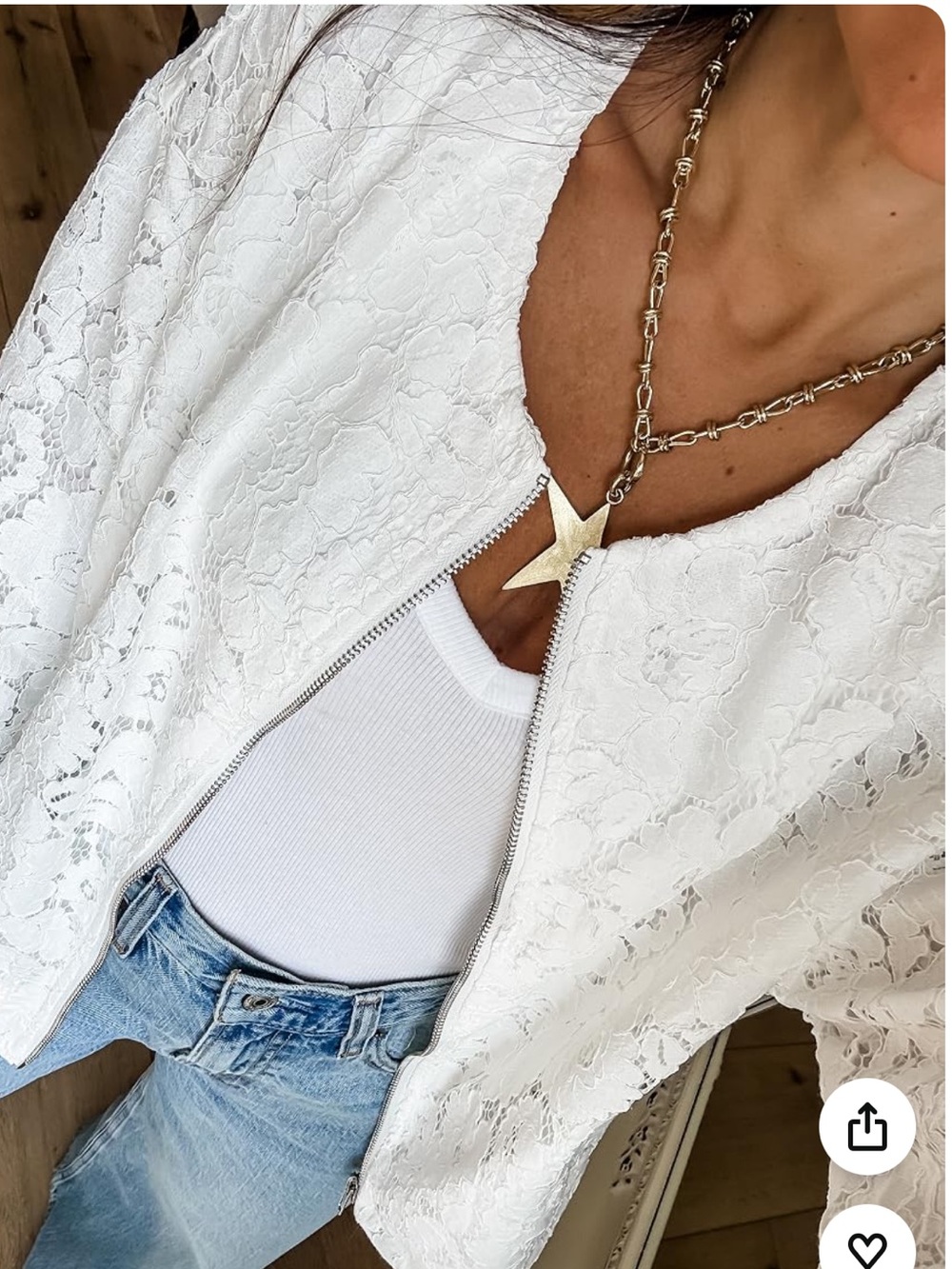 Women’s White Lace Swim Cover-Up Jacket🚌